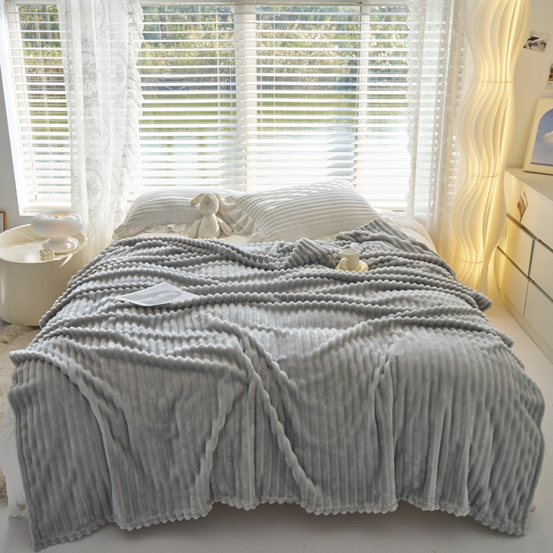 紫韵摩卡绒休闲盖毯180*200CM-灰色（单位：床） 麦饭石