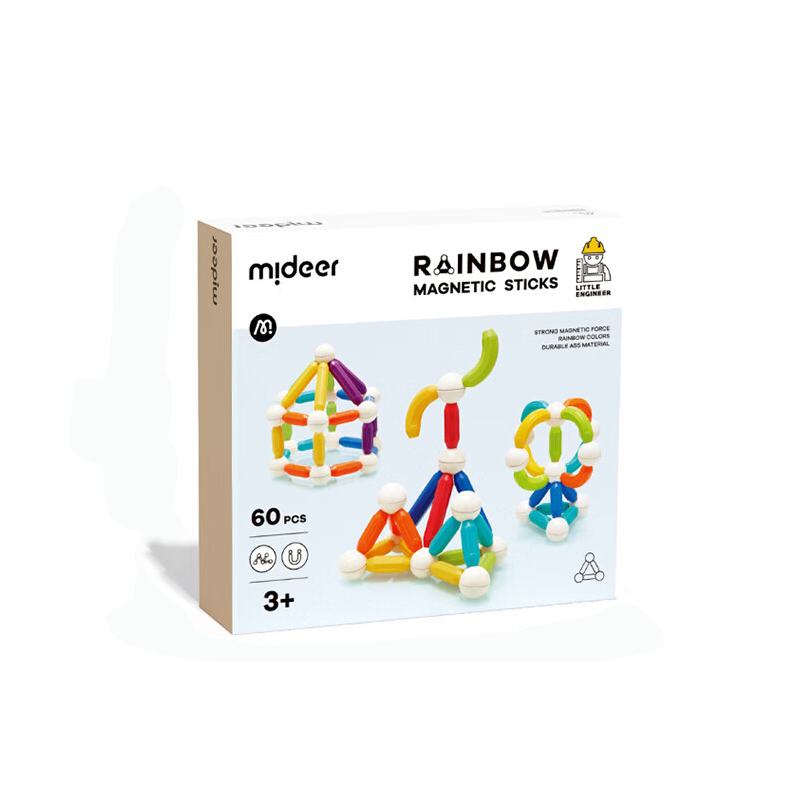 弥鹿mideer彩虹磁力棒60PCS MD1169(单位：盒) 单色