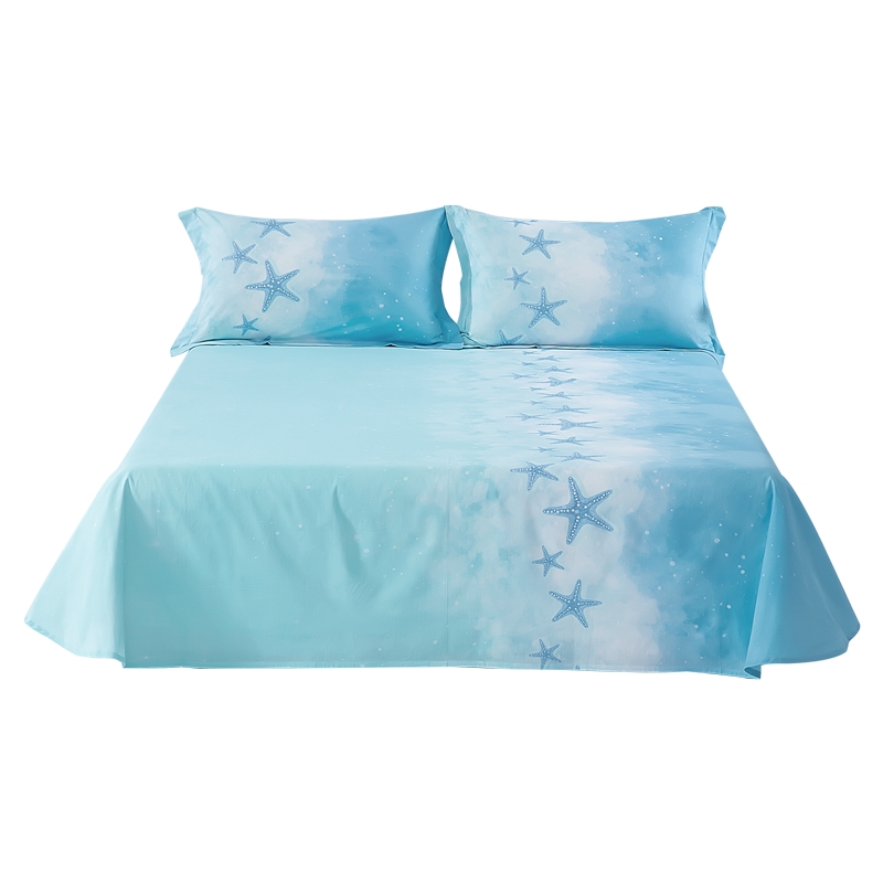 水星家纺纯棉床单 200*230CM  （单位：床） 水蓝色