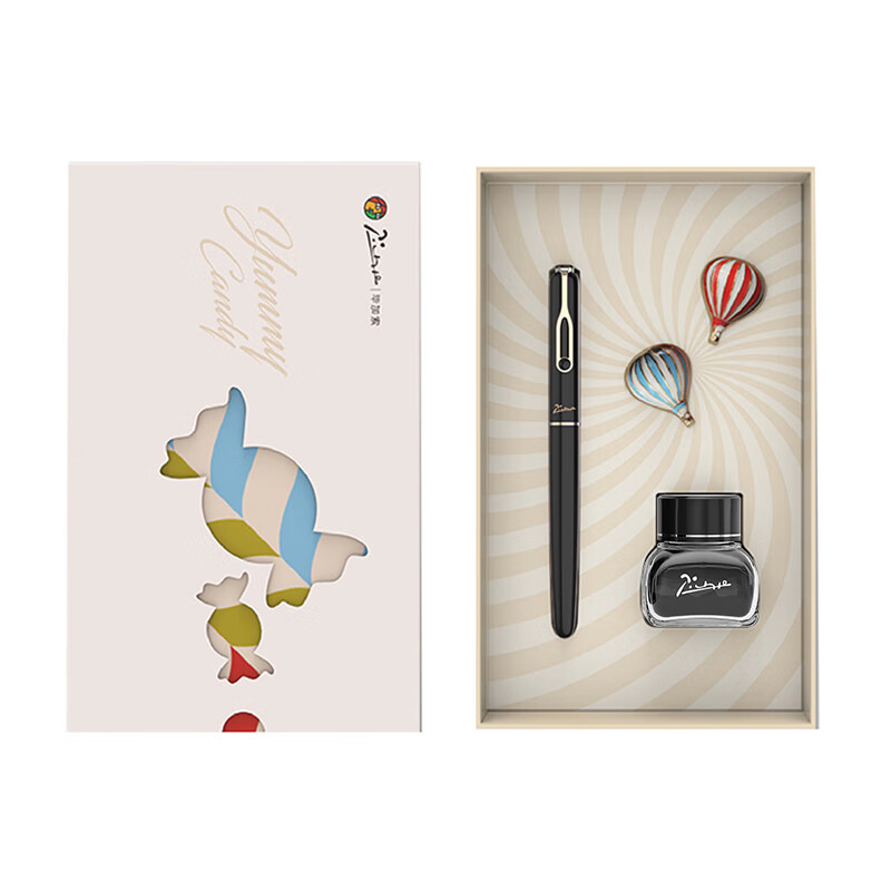 毕加索（pimio）钢笔墨水礼盒套装 签字笔男女生日礼物商务办公送礼雅米糖果系列620焦糖可可 盒 黑色
