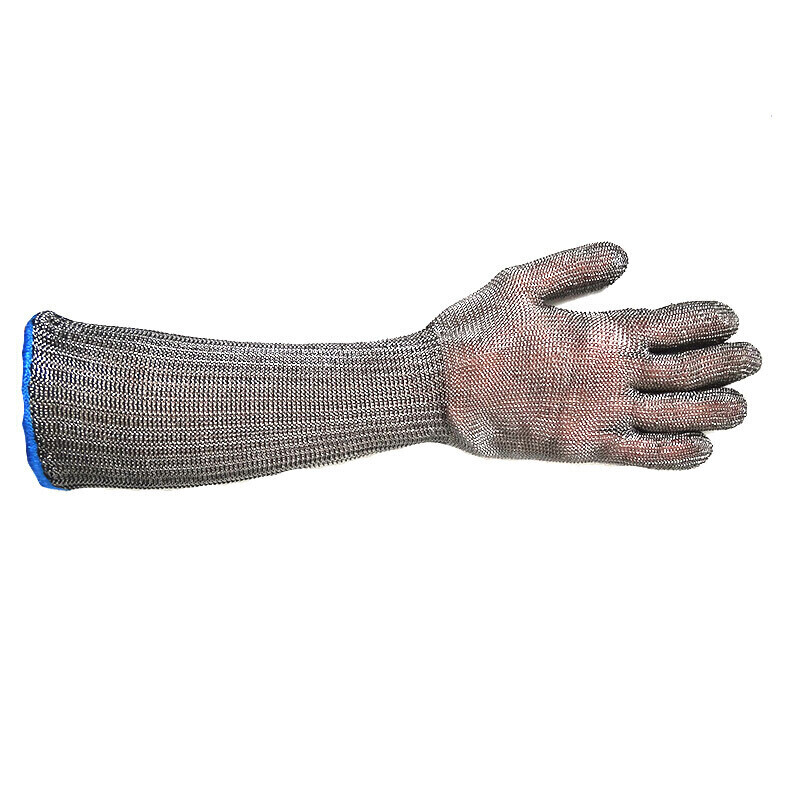 百舸 316不锈钢5级防割手套 防刺咬防切防护钢丝铁手套 长款一只（单位：只） 灰色