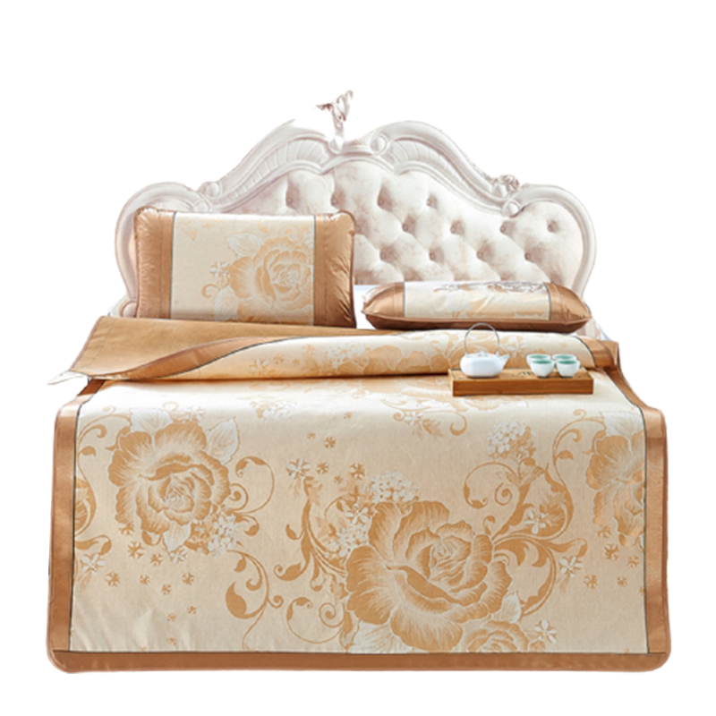 紫韵盛夏冰丝提花三件套S 席150*200CM*1枕席47*72CM*2（单位：套） 自然色 1.5米床