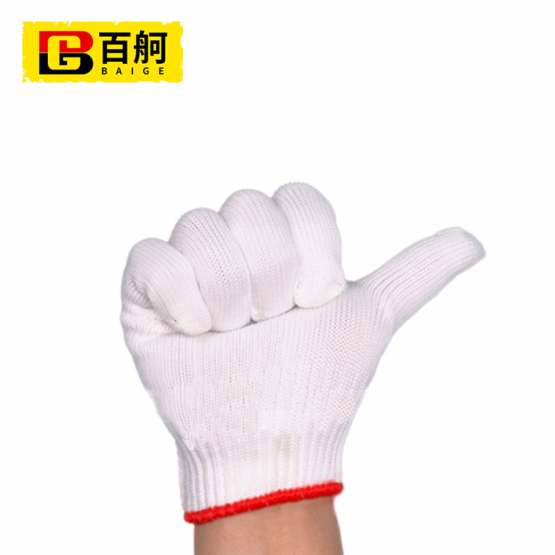 百舸 薄款尼龙线手套  12双（单位：包） 白色