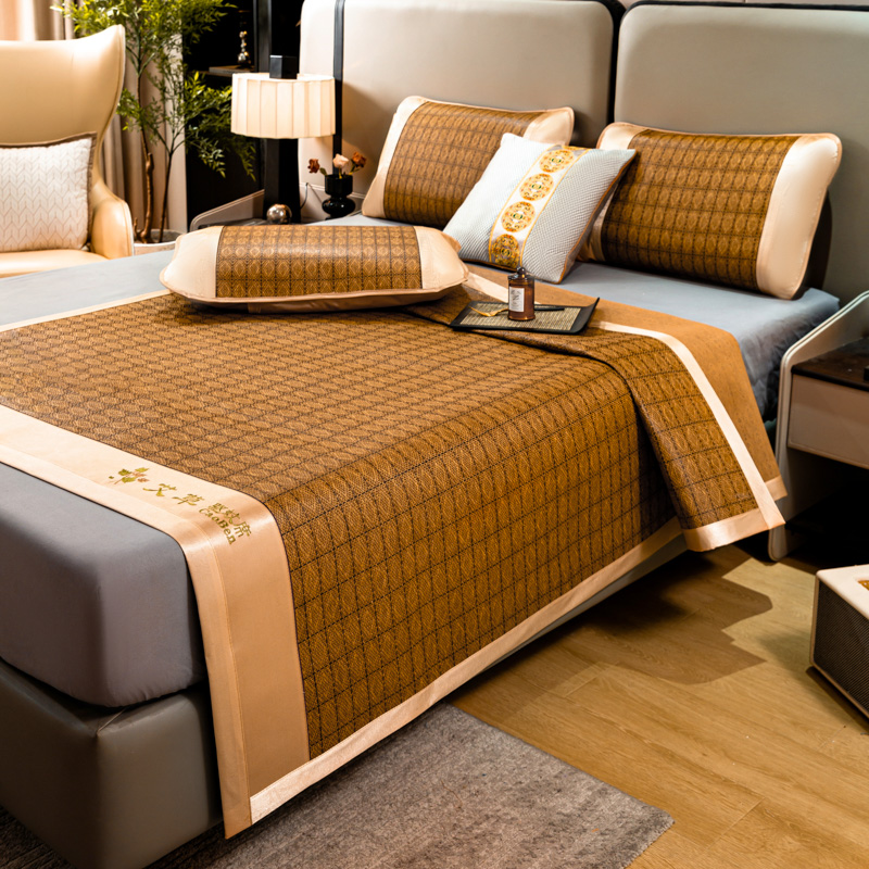 紫韵艾草驱蚊藤席 席:180*200CM&times;1 枕席：47&times;72CM&times;2（单位：套） 琥珀色 1.8米床