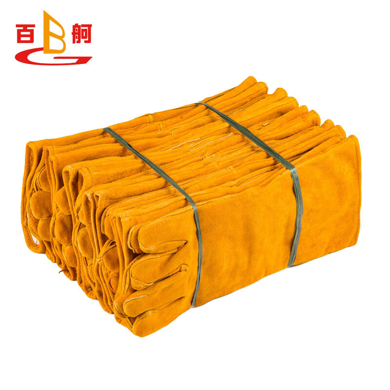 百舸 电焊手套牛皮加长加厚 黄色10副（单位：包） 黄色
