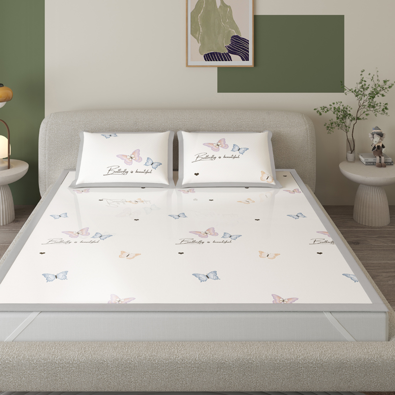 紫韵蝶舞冰感丝三件套席:180*200CM&times;1枕席：47&times;72CM&times;2（单位：套） 花香型 1.8米床