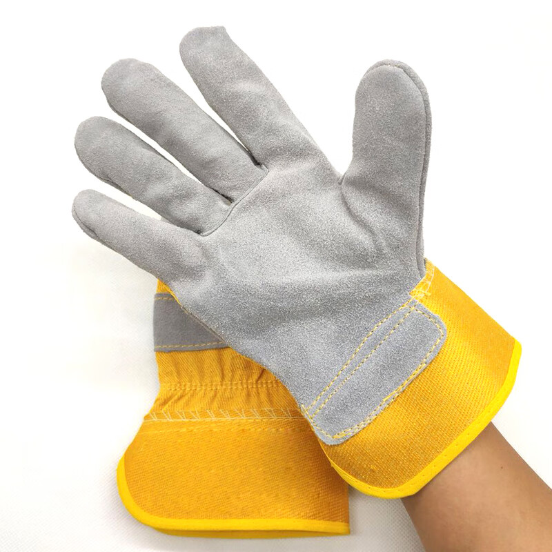 百舸 黄布二指全掌 焊接防护劳保手套 10副（单位：包） 黄色
