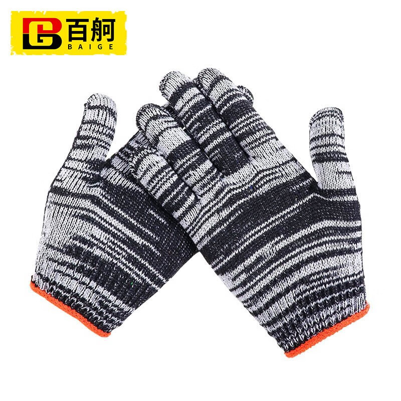 百舸 劳保棉线手套 加厚加密 480g/12双（单位：包） 混色