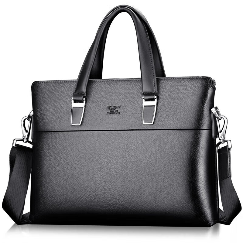 七匹狼公文包真皮男士商务头层牛皮斜挎出差笔记本电脑包旅行背包（单位：个） 1A4964113-01 黑色-1A4964113-01