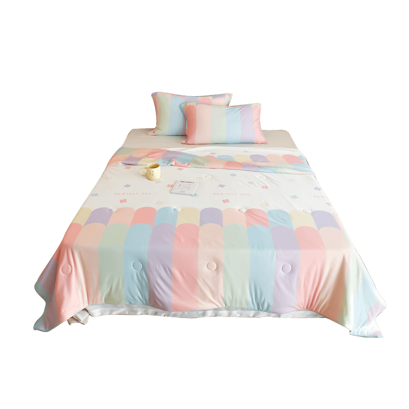 伊伊爱针织棉凉感氨纶印华大豆夏被150*200cm/2.2斤 BZ0TDC2401183（条） 七色彩虹礼盒