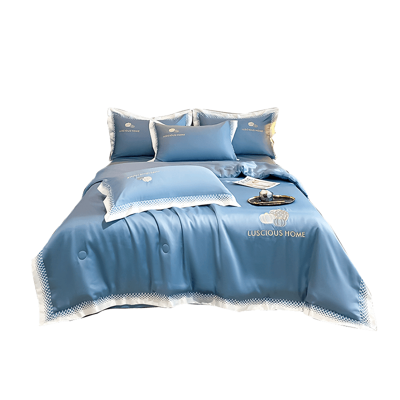 伊伊爱南瓜系列水洗冰丝夏被200*230cm BZ0RY02401186（条） 宾利蓝