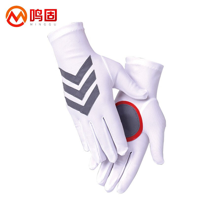 鸣固 反光礼仪线手套 白手套 1双 ZG2396（单位：双） 白色