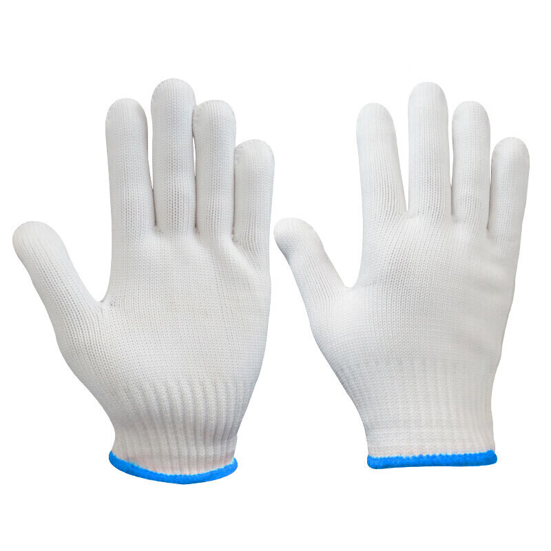 鸣固 劳保白尼龙手套500克手套 120双（单位：组） 白色