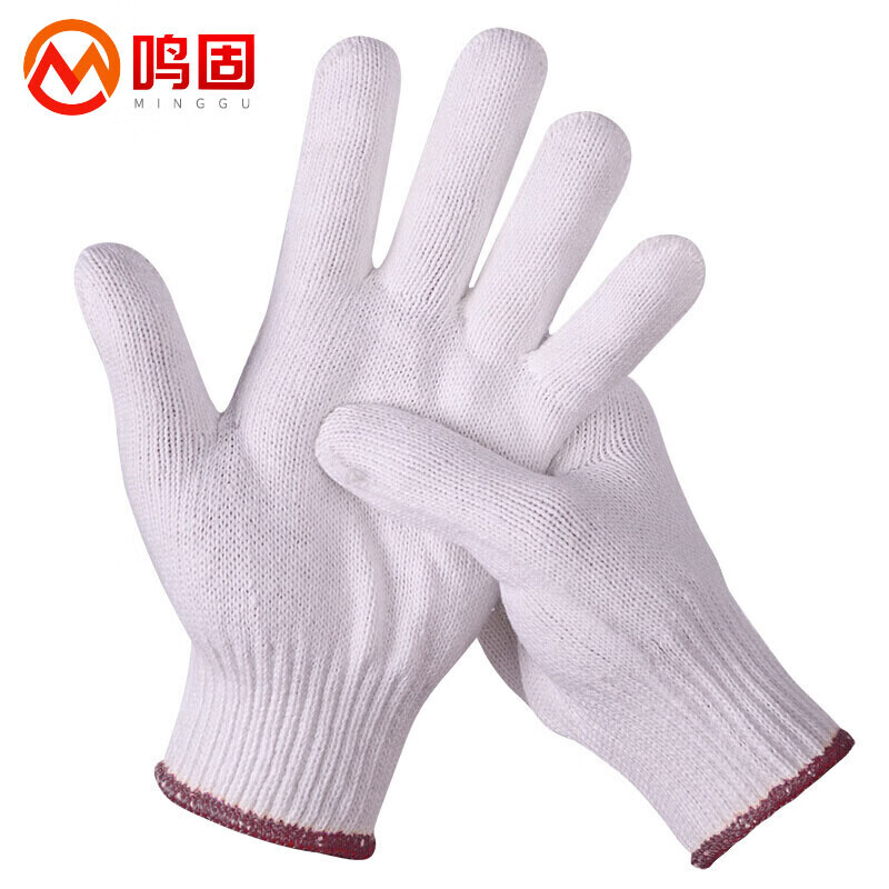 鸣固 劳保棉纱手套 加厚  600手套12双（单位：包） 白色