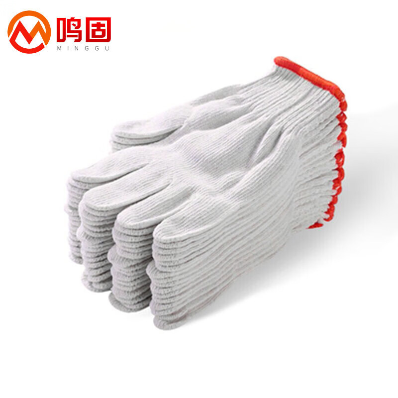 鸣固 劳保棉纱手套加厚 400克 12双（单位：包） 白色