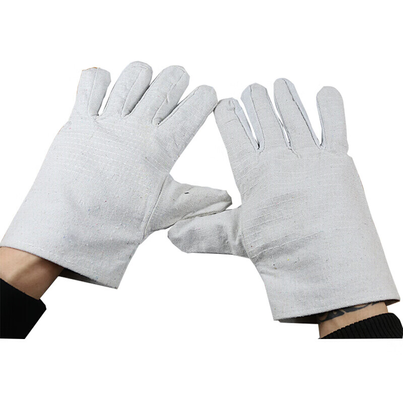 鸣固 双层全帆布手套 加厚24道线【10双装】（单位：包） 白色