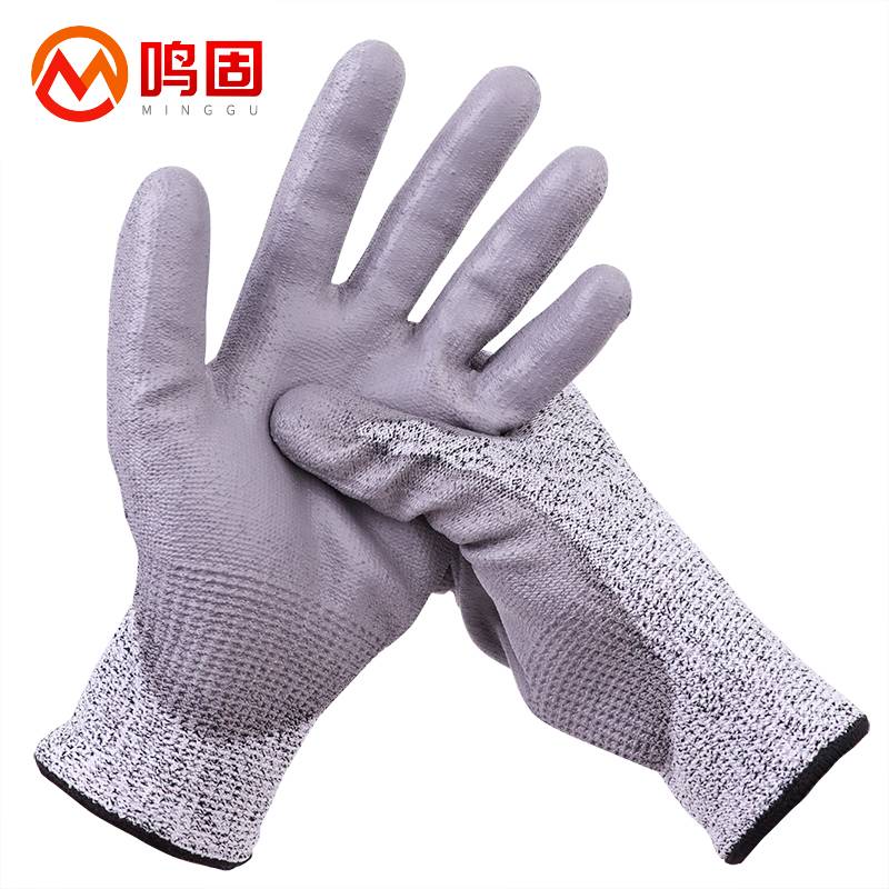 鸣固防割手套 5级防切割 发泡PU涂层 均码 1副（单位：副） 紫色