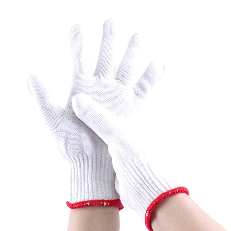 鸣固劳保白尼龙线手套 700克12双装（单位：包） 白色