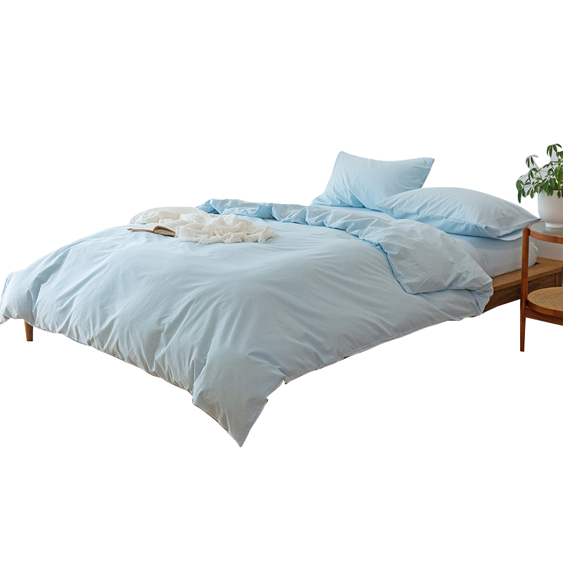 伊伊爱水洗棉纯色系列纯棉四件套200*230cm  TJ0SXM2401165（套） 冰蓝