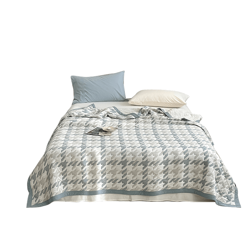 伊伊爱全棉针织棉提花夏被150*200cm  BZ0CG02401192（条） 洛克(蓝）