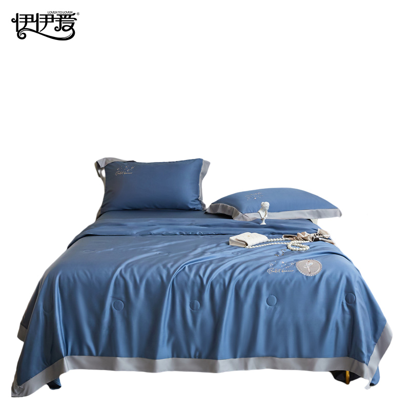 伊伊爱莱赛尔至纯赫本大豆夏凉被150*200cm  BZ0TDC2201042（条） 赫本-青花蓝