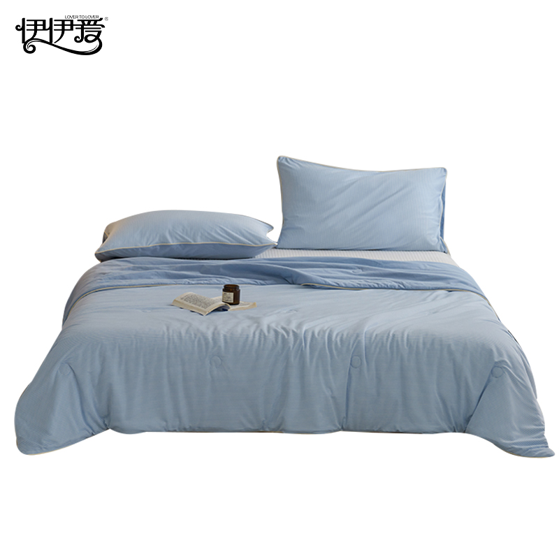 伊伊爱无印风凉感针织夏凉被200*230cm  BZ0LFS2301099（条） 无印风-海蓝