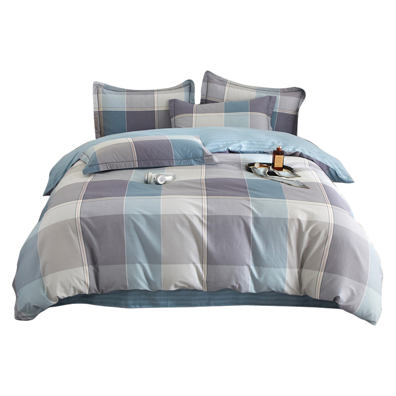 伊伊爱全棉斜纹加密条格四件套200*230cm  TJ0SXM2401175（套） 嘉宇格-蓝