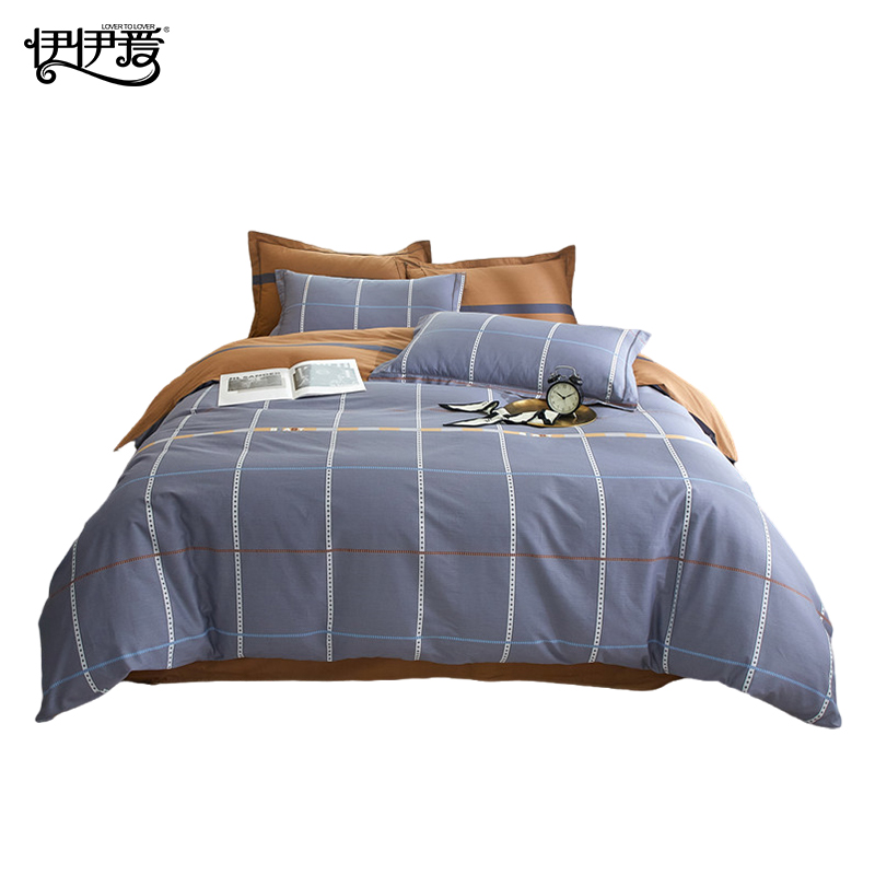 伊伊爱全棉斜纹加密条格四件套200*230cm  TJ0MB02301917（套） 水木年华-兰