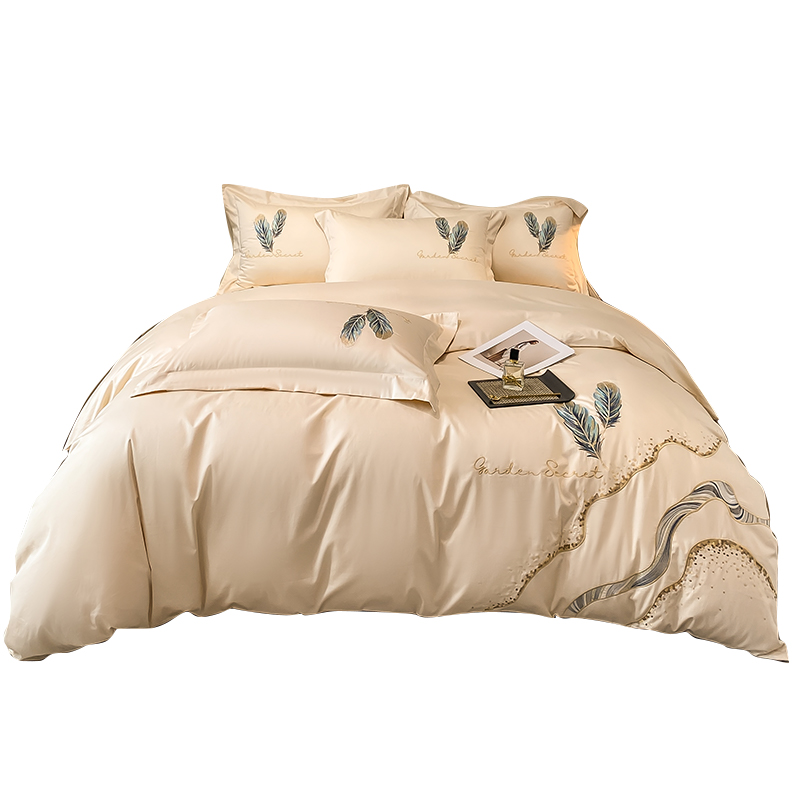 伊伊爱全棉高精密绣花款四件套-羽魅享（舒芙蕾)200*230cm TJ0HJC2301144（套） 羽魅享（舒芙蕾）