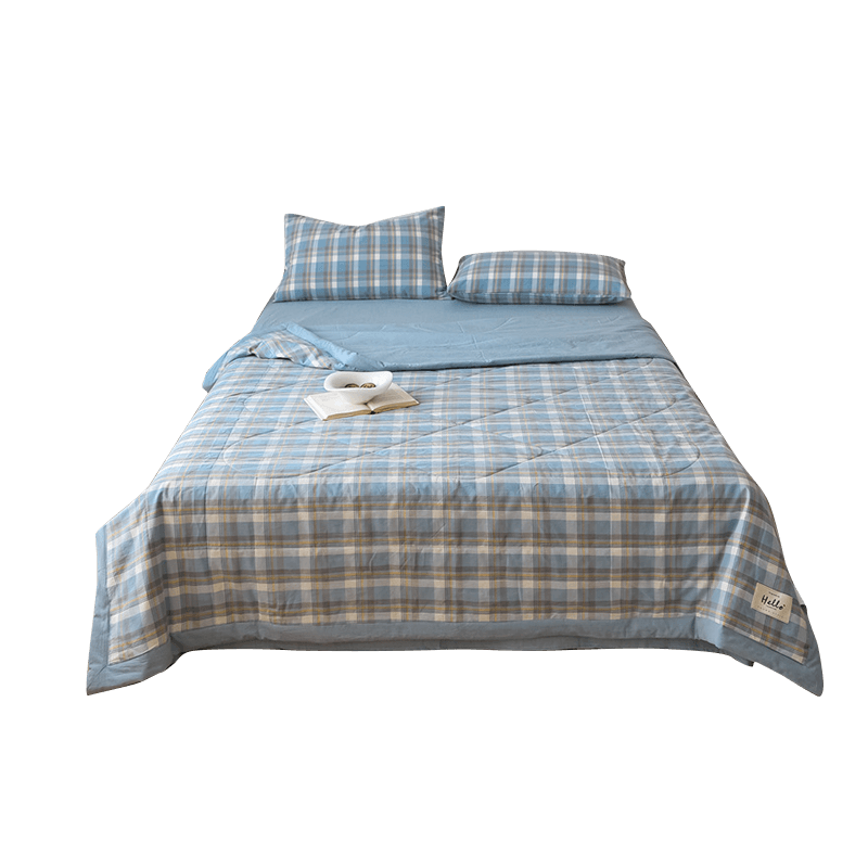 伊伊爱色织水洗棉夏被四件套200*230cm  BZ0BOL2401157（套） 简兮蓝