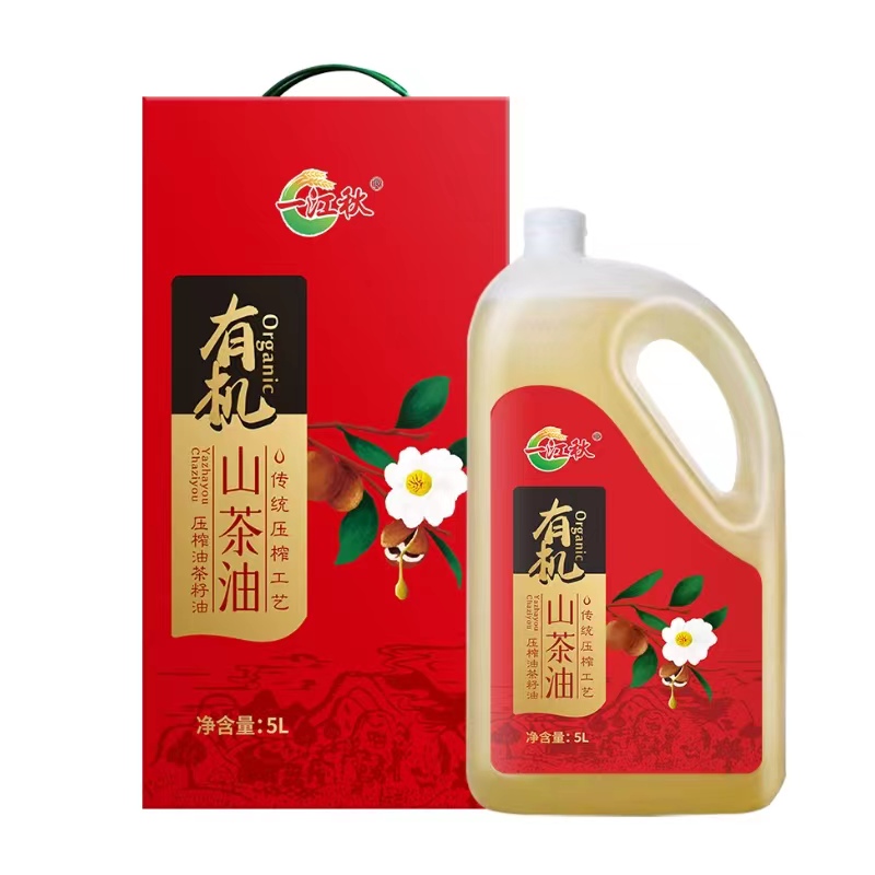 一江秋 有机山茶油 物理压榨 5L(单位：桶） 红色