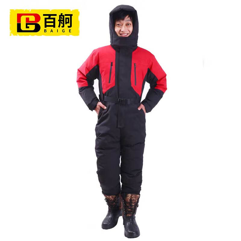 百舸 低温连体防寒服  红黑羽绒款 3XL BG-ST-2792（单位：套） 红黑色