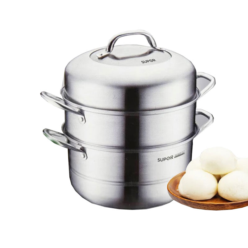 苏泊尔（SUPOR）28cm蒸锅&middot;304不锈钢易存储不锈钢三层复底蒸锅/SZ28B25（个） 不锈钢色