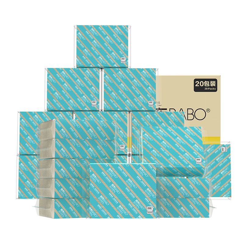 斑布(BABO)竹纤维擦手纸 2层230*225mm 20包 商用整箱（单位：箱） 本色