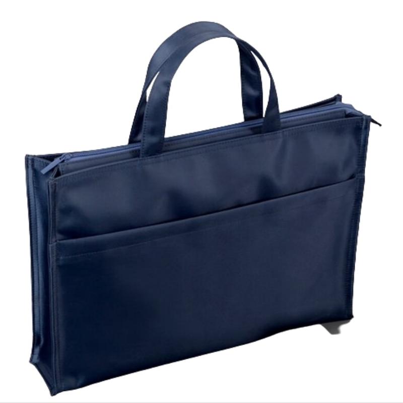 得力(deli)办公手提袋会议包事务包/文件包 加厚大容量商务拉链袋公文包63762  单位：个 深蓝色