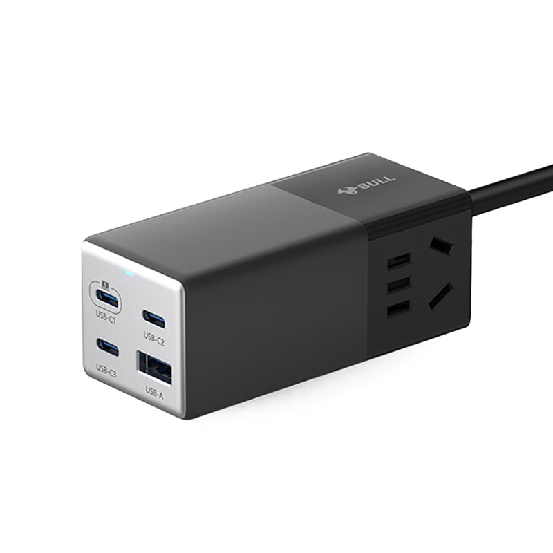 公牛MC1672盒装卵石灰67W便携插座(A525)3*1.0-1.5m（单位：只） 黑色