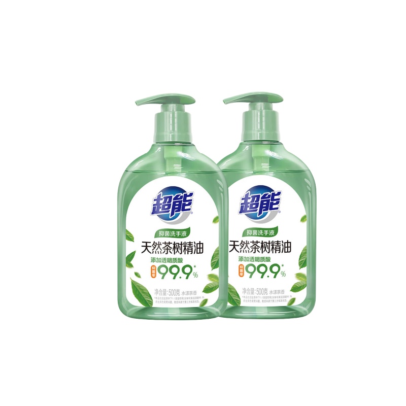 超能抑菌洗手液(水漾茶香)500g*2瓶（单位：组） 绿色
