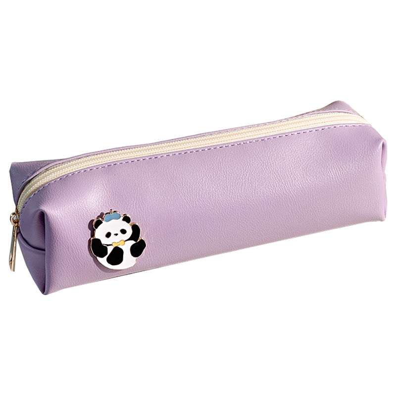 三年二班 卷卷面包笔袋女简约大容量纯色笔袋可爱闭合方形手提拉链式铅笔文具盒学生初高中文艺笔盒/个 芋泥紫