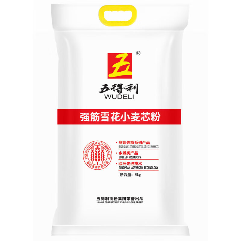 五得利 面粉 强筋雪花小麦芯粉5kg（单位：袋） 白色