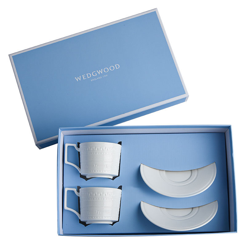 WEDGWOOD威基伍德意大利浮雕2杯2碟组盒套装（单位：套） 本白色
