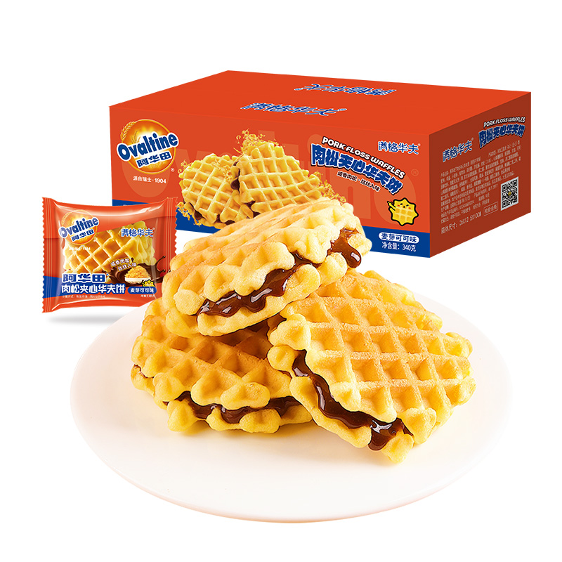 阿华田肉松夹心华夫饼340g 单位：盒 拿铁色