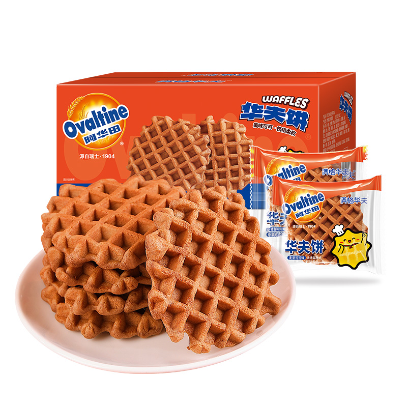 阿华田麦芽可可华夫饼340g  单位：箱 拿铁色