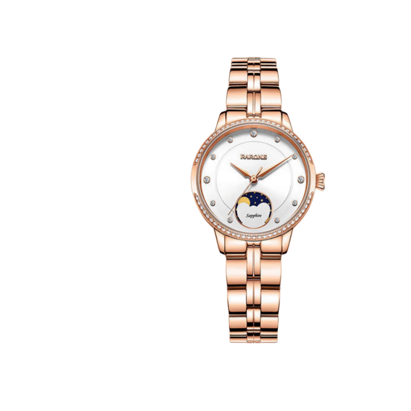 雷诺表(RARONE)时尚潮流星空月女士手表镶钻防水石英腕表8600648050502（单位：块） 玫瑰金