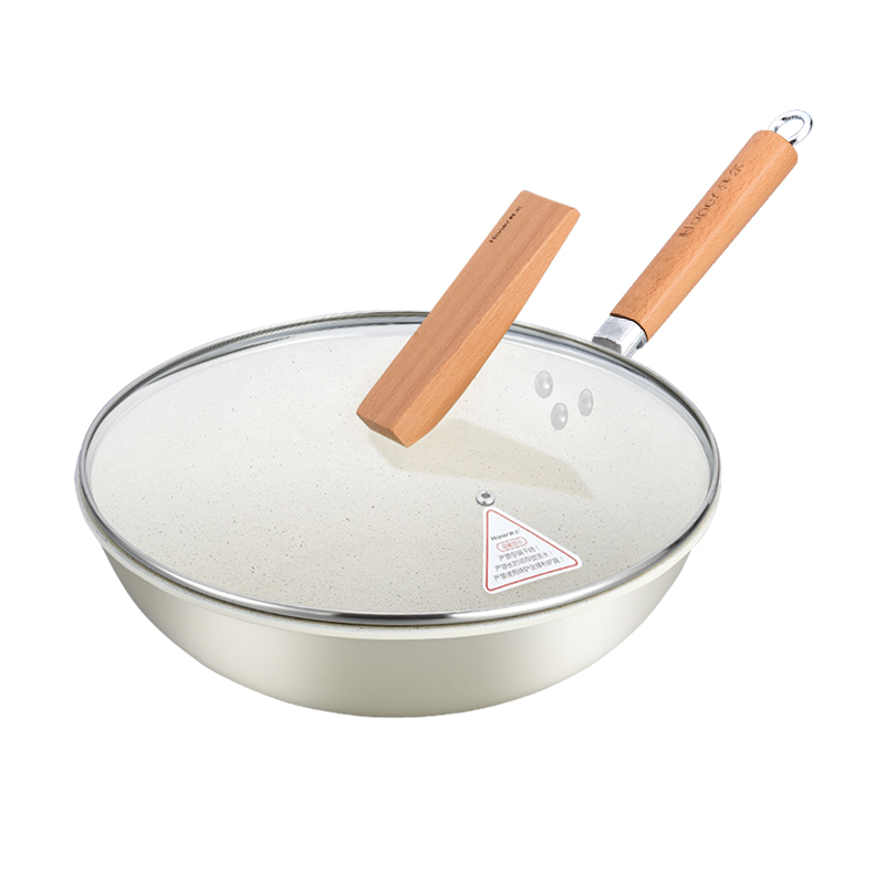 Haner韩尔-奈斯特麦饭石晶瓷炒锅HR-TJ32（单位：个） 象牙色