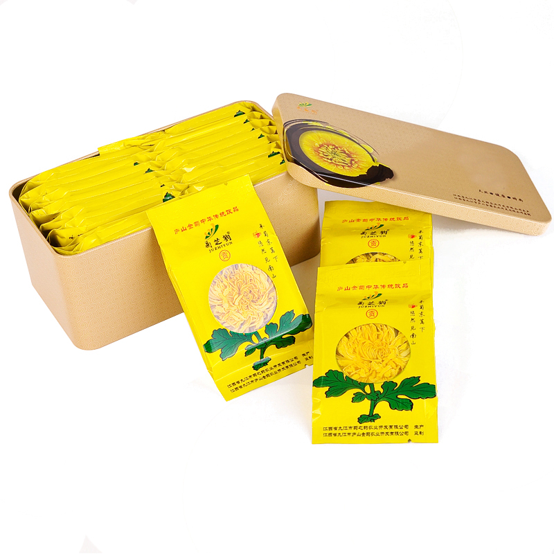 菊芝韵金丝皇菊菊花茶贡品铁盒装16朵（单位：盒） 香槟黄