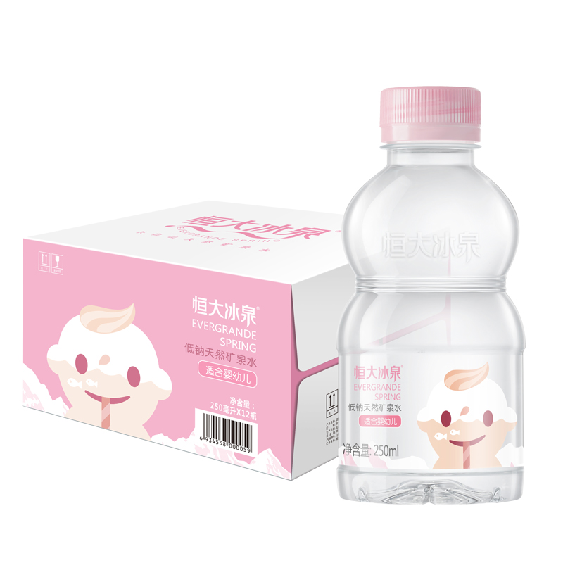 恒大冰泉 天然低钠矿泉水（适合婴幼儿）250ml*12 单位：箱 白色