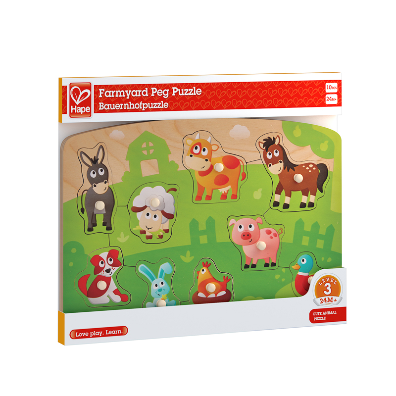 Hape(德国)儿童拼装玩具农场动物小抓手拼图（单位：套） E1408