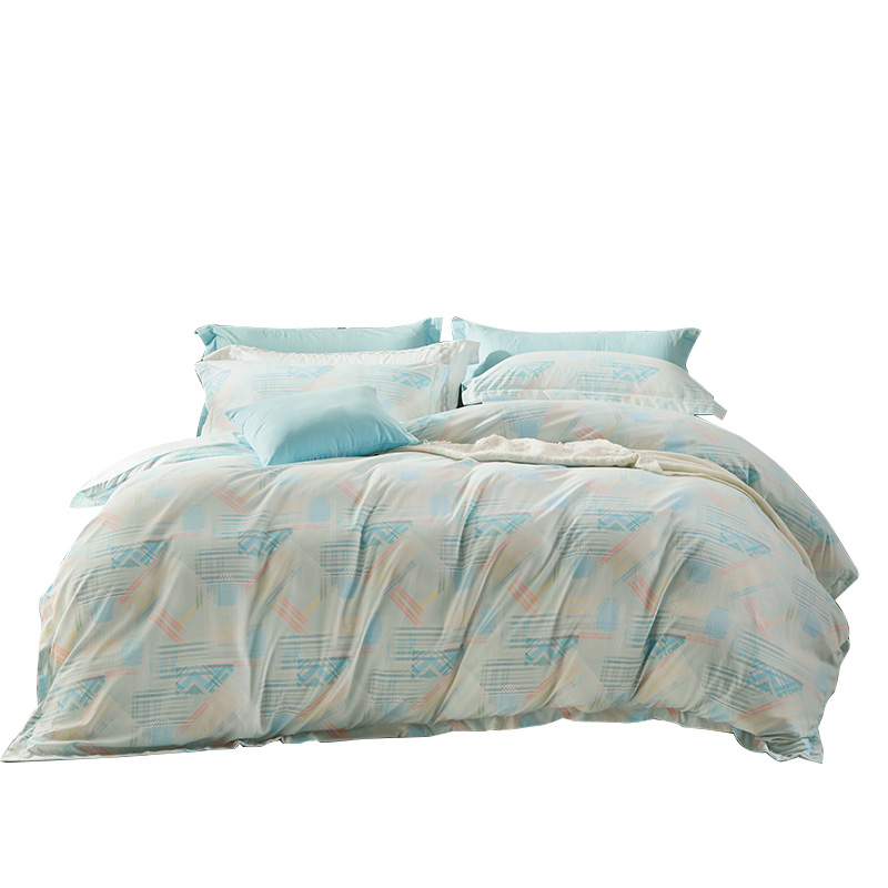 富安娜磨毛床单四件套/清韵格调/203*229cm（单位：套） 绿色