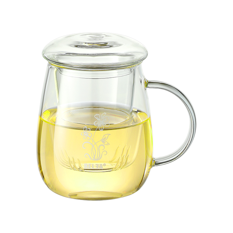 物生物(RELEA)小蘑菇玻璃三件杯 JV010092 单位:个 夕颜500ml