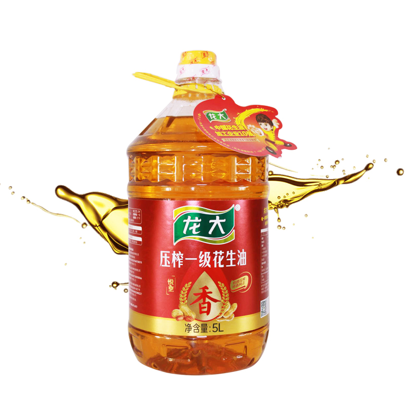 龙大悦烹压榨一级花生油5L/桶 自然色
